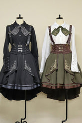 Ouji Punk Embroidery Cardigan Bowknot Lolita Strap Dress 2 Colors